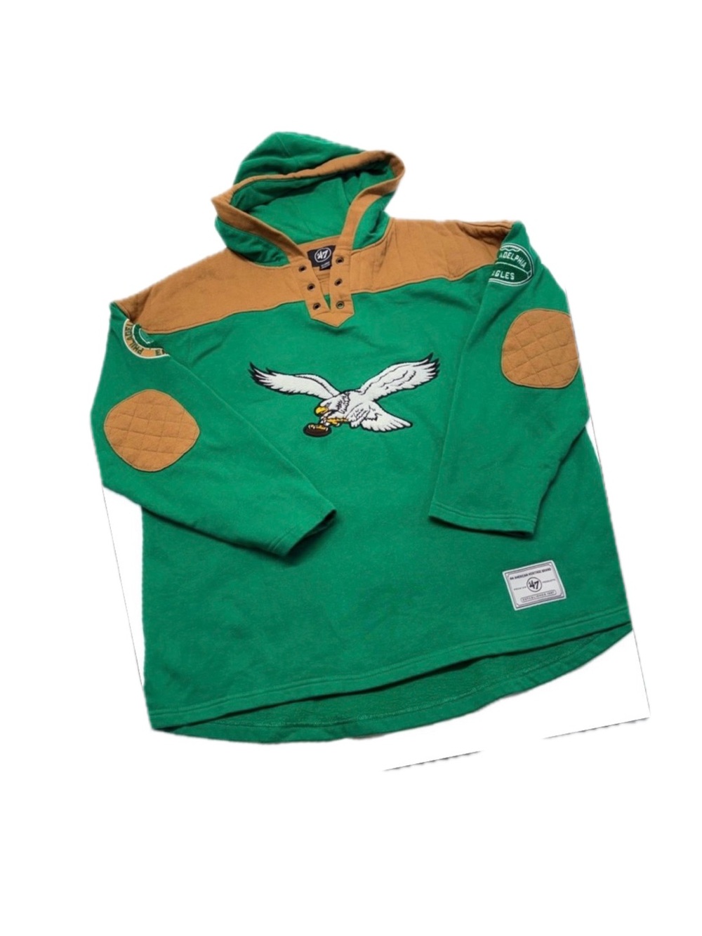 Philadelphia Eagles ’47 Brand Golden Age Wingback Lacer Hoodie - Kelly Green XL